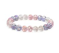 CHYIFSHIYM Rainbow Beaded Bracelet for Women, Natural Crystal Bead Bracelet with Colorful Faceted Beads, Multicolor Summer Jewelry Gift for Birthday Holiday Graduation, One Size, Crystal, No Gemstone