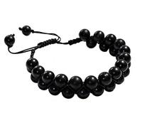 CHYIFSHIYM Shungite Bracelet for Women and Men, Adjustable Double-Layer 8mm Black Beaded Bracelet, Natural Shungite from Karelia, Gift Box and Bag