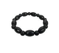 CHYIFSHIYM Shungite Oval Bead Elastic Bracelet - Authentic Natural Shungite Stone Bracelet for Grounding, Protection, and Energy Balance - 8mm & 10mm Beads, One Size, shungite, shungite
