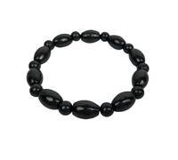 CHYIFSHIYM Shungite Oval Bead Elastic Bracelet - Authentic Natural Shungite Stone Bracelet for Grounding, Protection, and Energy Balance - 8mm & 10mm Beads, One Size, shungite, shungite