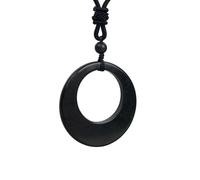 CHYIFSHIYM Shungite Round Pendant Necklace - Natural Stone Donut 40 mm (1.6"), Adjustable Cord Amulet, Hand-Carved Black Shungite for Protection, Energy Balance, Focus, Meditation & Everyday Wear