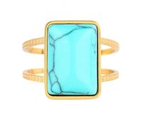CHYIFSHIYM Turquoise Blue Natural Crystal Jewelry for Women, Necklace Bracelet Ring Variation, Gold Tone Summer Beach Vacation Jewelry, Gift Ready Fashion Accessories, One Size, Acetate, No Gemstone