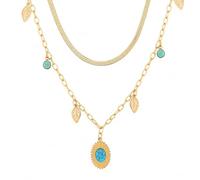CHYIFSHIYM Turquoise Blue Natural Crystal Jewelry for Women, Necklace Bracelet Ring Variation, Gold Tone Summer Beach Vacation Jewelry, Gift Ready Fashion Accessories, One Size, Acetate, No Gemstone