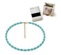 CHYIFSHIYM Turquoise Blue Natural Crystal Jewelry for Women, Necklace Bracelet Ring Variation, Gold Tone Summer Beach Vacation Jewelry, Gift Ready Fashion Accessories, One Size, Acetate, No Gemstone