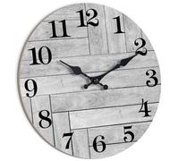 CHYLIN Wall Clock, 30.5 cm, Gray, Silent, Battery-Powered, Non-Ticking, Vintage, Rustic Country Style, Decorative for Kitchen, Bathroom, Living Room, Bedroom, 30.5 cm