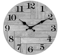 CHYLIN Wall Clock, Gray Silent Wall Clocks Battery Operated Non Ticking, Vintage Rustic Coutry Style Clock Decorative for Kitchen Bathroom Living Room Bedroom Dining Room(10 Inch)