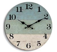 CHYLIN Wall Clock, Silent Wall Clocks Battery Operated Non Ticking, Teal Vintage Coastal Clock Decorative for Bathroom Kitchen Living Room Bedroom Patio(10 Inch)