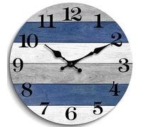CHYLIN Wall Clock, Silent Wall Clocks Battery Operated Non Ticking, Vintage Retro Blue Clock Decorative for Kitchen Bathroom Living Room Bedroom Office(10 Inch)