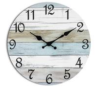 CHYLIN ZASTION Wall Clock Silent Non Ticking Wall Clocks Battery Operated, Rustic Coastal Country Clock Decorative for Bathroom Kitchen Bedroom Living Room(10 Inch)