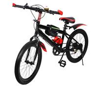 Chynalys 20 Inch 7 Speed Mountain Bike Carbon Steel, 85KG Height Adjustable MTB Bicycle with Compass Bell, Fenders and Water Bottle for 130-150CM, Dual Brake for Riding on the Road (Red)