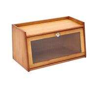 Chynalys Bread Bin Corner Small Cupboard Wooden Bread Storage Dark Brown Small Sideboard Large Food Container for Kitchen Countertop, Study, Warehouse, Bathroom, Bedroom (25×27×50cm)(Double layer)