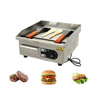 Chynalys Electric Griddle Plate 2000W Stainless Steel Flat Top Grill, Adjustable Thermostat, 8mm Cooking Surface, Large Capacity, Teppanyaki Grill for Commercial Use & Large Gatherings