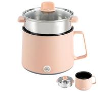 Chynalys Electric Pot, 1.7 L Portable Electric Fondues, Electric Hot Pot with Glass Lid, Portable Non-Stick Mini Multifunctional Cooker, Hotpot for Soup Porridge Dumplings Eggs Pasta Noodles Ramen