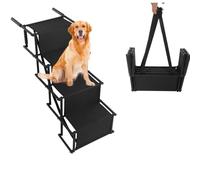 Chynalys Foldable Dog Car Ramp, Non-Slip Safety Dog Ramps for Cars, 4 Steps Dog Stairs for Bed Loadable To 80kg, Lightweight Pet Dog Stairs for Small-Large Dogs