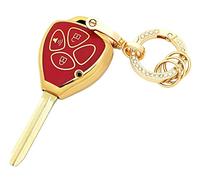 chyoekey Key Fob Cover for Toyota with Keychain 3 Buttons Soft TPU Car Key Shell Case Protector Compatible with Toyota Rav4 2005-2010 Scion TC 2007-2013 Yaris (Red)