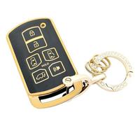 chyoekey Key Fob Cover Soft TPU Smart Car Key Shell Case Protector Fit for Toyota Sienna 2011-2020 With Keychain (Black)