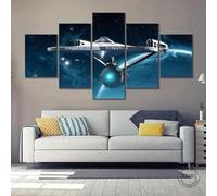 chyongshan mural abstract poster frame mural outer space universe 5 sets of modern image printing living room bedroom home decoration stretching can be directly hung -60x32 (150cm x80cm frame)