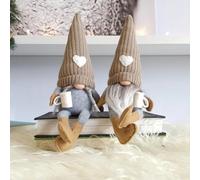 ChYoung 2 Pcs Coffee Gonk Gnomes Plush Bar Decor, Handmade Swedish Tomte Gnomes Coffee Lover Gifts Farmhouse Scandinavian Figurine Dwarf for Home Office Cafe Station Kitchen Table Shelf Decor