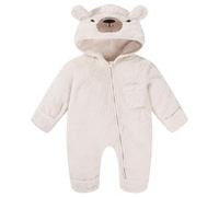ChYoung Baby Snowsuit Onesie Newborn Baby Girl Boy Clothes Bear Hooded Footed Fleece Romper Fall Winter Outfits (White, 3-6 Months)