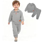 ChYoung Boys Girls Kids Tracksuit Velour Long Sleeve Pullover and Sweatpants Set 2 Piece Velvet Sweatshirt Tops and Pants (UK, Age, 12 Months, 18 Months, Grey)