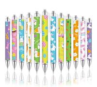 ChYoung Easter Decorations Pens Pretty Fancy Personalised Pens for Women Girls 24 Pcs Floral Art Ballpoint Pens Sparkly Funky 1.0 mm Black Ink Smooth Writing Pens Sets for Ladies Adults