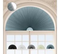 ChYoung Half Circle Window Shade Blackout Arch Window Shade Blackout No Drill Cellular Shades Cordless Blackout Semicircular Blinds Honeycomb Pleated Fabric Blinds Easy to Cut and Install