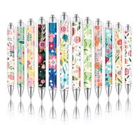 ChYoung Pretty Fancy Personalised Pens for Women Girls 24 Pcs Floral Art Ballpoint Pens Sparkly Funky Flower Pens 1.0 mm Black Ink Smooth Writing Pens Sets for Ladies Adults