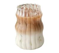 ChYoung Ribbed Ripple Ice Coffee Cup Drinking Glasses Tumblers Latte Cup Glasses Dishwasher Safe Glass Cup Heat and Cold Resistant Glasses for Tea, Milk, Whisky