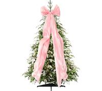 ChYoung Velvet Bows for Christmas Tree Topper Decorations Extra Large 200 cm Christmas Bows Door Bows with Long Streamers for Home Xmas Birthday Wedding Party Decor (Pink-Satin, 200 cm)