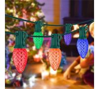 CHYParty 25FT C7 Multicolor Christmas Lights Outdoor, Waterproof SMD LED String Lights with 25 Energy Saving Bulbs for Roof, Fence, Yard Trees Decor