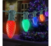 CHYParty C7 Christmas Lights, LED Multicolor Outdoor Christmas String Lights, SMD Colorful C7 Lights for Xmas Tree Wedding Holiday Party Decoration- 25 FT Green Wire