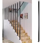 CHZDPP Angle Adjustable Metal Stair Spindles for Prevent Falling, Staircase Balusters for Lofts/Hotel/Villas/Office Stairs Remodeling, Customizable Baluster Column(Black(Style A),210cm/82.7in/7ft)