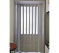 CHZDPP Bi-fold Doors Kit with Handles & Acrylic Glass, Customizable Room Divider Gate for Large/Small Spaces, PVC Interior Accordion Door for Living Room/Kitchen(55x75in(140x190cm))