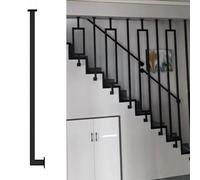 CHZDPP Customizable Balusters for Staircase, Side-mounted Metal Baluster for Level and Slope Staircases, Household Stair Balusters Post for Prevent Falling(Black (B),110cm/43.3inch)