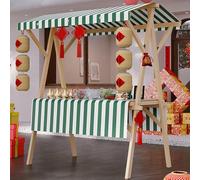 CHZDPP Large Hot Dog Stand Cart for Business, White Purple Green Wooden Ice Cream Cart with Awning, Folding Outdoor Pushcart for Snacks and Sweets(Color 3,Large)