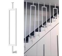 CHZDPP Staircase Balusters for Level and Slope Staircases, Customizable Stair Spindles Iron Black/White/Gold, Metal Balustrade Post for Prevent Falling(White (1 pc),210cm/82.7in/7ft)