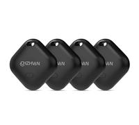 CHZHVAN Key Finder, Wallet Tracker Works with Apple Find My (iOS only), Replaceable Battery, Water-Resistant, Bluetooth Item Finder for Bags, Luggage, Pets & Backpack (Black, 4 Pack)