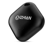 CHZHVAN Key Finder, Wallet Tracker Works with Apple Find My (iOS only), Replaceable Battery, Water-Resistant, Bluetooth Item Finder for Bags, Luggage, Pets & Backpack (Black, 1 Pack)