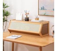 CHZIMADE 1PC Stackable Storage Box Cabinet Bamboo Storage Drawers with Mesh Breathable Door Standing Closet Table Organizer for Home Office Supplies (86x30x31cm)