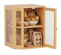 CHZIMADE 2 Layer Large Capacity Bread Box Bamboo Bread Storage Box Bread Bin Food Keeper for Kitchen Organizer Countertop Pantry
