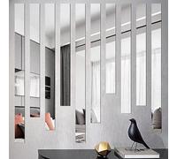 CHZIMADE 5PCS Long Strip Sticker Mirror Tiles 3x50CM Wall Sticker Adhesive Removable Acrylic Mirror, Wall Mirror Stick for Home Bedroom Decoration