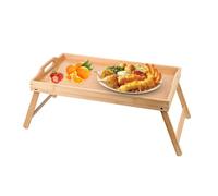 CHZIMADE Bamboo Bed Tray Table with Handles Foldable Legs Portable Lightweight Bed Sofa Table for Breakfast Lunch Dinner Serving Tray