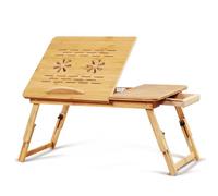 CHZIMADE Bamboo Laptop Bed Desk Foldable Table Tray Laptop Stand Portable Bed Tray Notebbok Stand for Bed Sofa