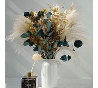 CHZIMADE Dried Pampas Grass Bunny Tail Grass Eucalyptus Floral Arrangements Table Decoration for Wedding Living Room Home Décor