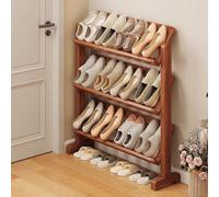 CHZIMADE Shoe Rack 4-Tier Slanted Shoe Storage Shelf Space-Saving Wooden Shoes Organiser Narrow Shoes Stand for Small Spaces Corners Entryway