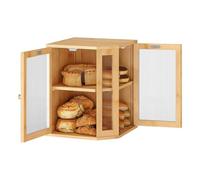 CHZIMADE Two- Layer Large Bread Box Bamboo Bread Storage Box Bread Bin Kitchen Organizer Countertop Pantry