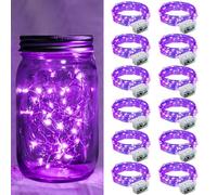 chzk 12 Pack Purple Fairy Lights 7Ft 20 LED Twinkle String Lights 3 Modes Battery Operated Waterproof Firefly Starry for Mason Jar Wedding Halloween Christmas Valentines Day Party Table Centerpieces