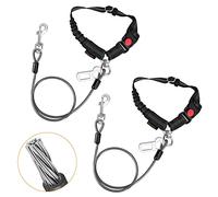 CHZUOBER Chew Proof Dog Car Seat Belt, 2 in 1 Steel Cable Dog Car Accessories Headrest Restraint Dog Car Seatbelt for Medium Large Dogs Chewer Heavy Duty Dog Seatbelts for Cars Swivel Attach