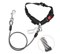 CHZUOBER Chew Proof Dog Car Seat Belt, 2 in 1 Steel Cable Dog Car Accessories Headrest Restraint Dog Seat Belt for Medium Large Dogs Chewer Heavy Duty Dog Seatbelt for Cars Swivel Attach