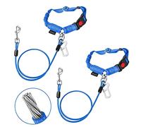 CHZUOBER Chew Proof Dog Car Seat Belt, 2-in-1 Steel Cable Headrest Restraint & Car Seatbelt for Medium to Large Dogs, Heavy Duty, Blue, 2 Pack